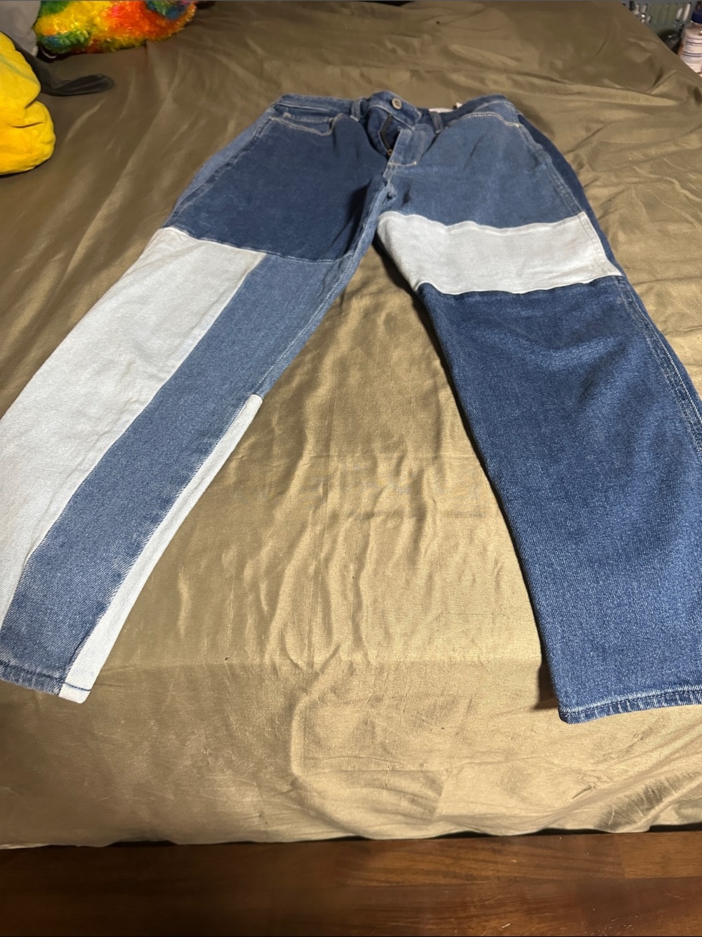 Hollister Two-Tone Blue Patchwork Relaxed Jeans